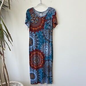 Lilbetter Sz Medium Colorful Mosaic Midi Dress Casual